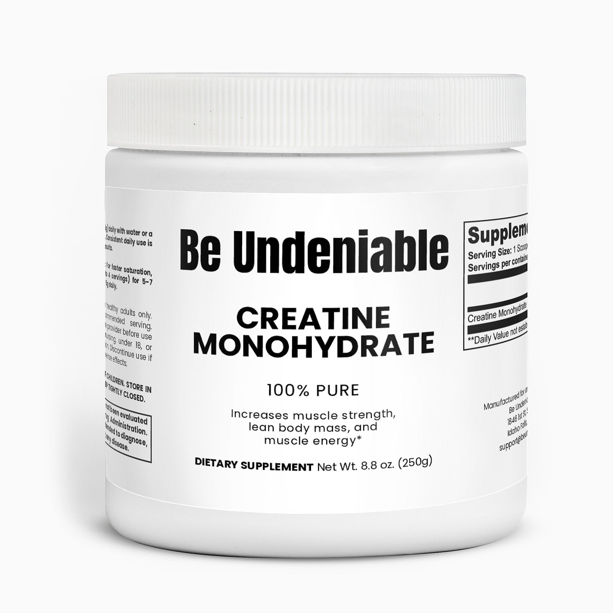 Be Undeniable Creatine Monohydrate – 100% Pure (50 Servings)