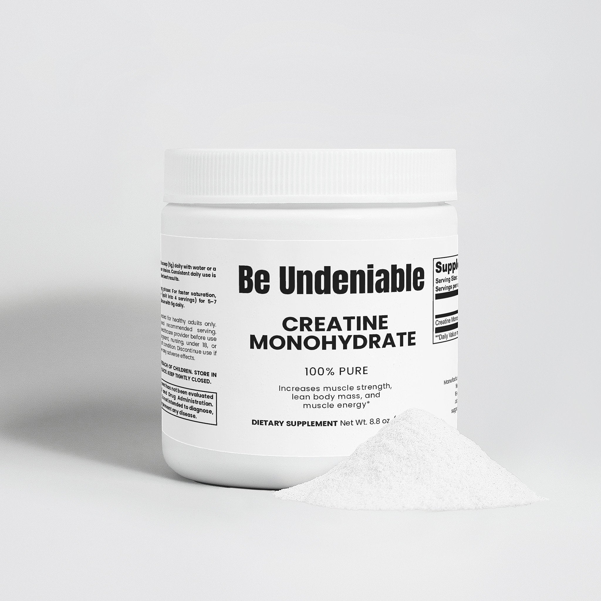 Be Undeniable Creatine Monohydrate – 100% Pure (50 Servings)