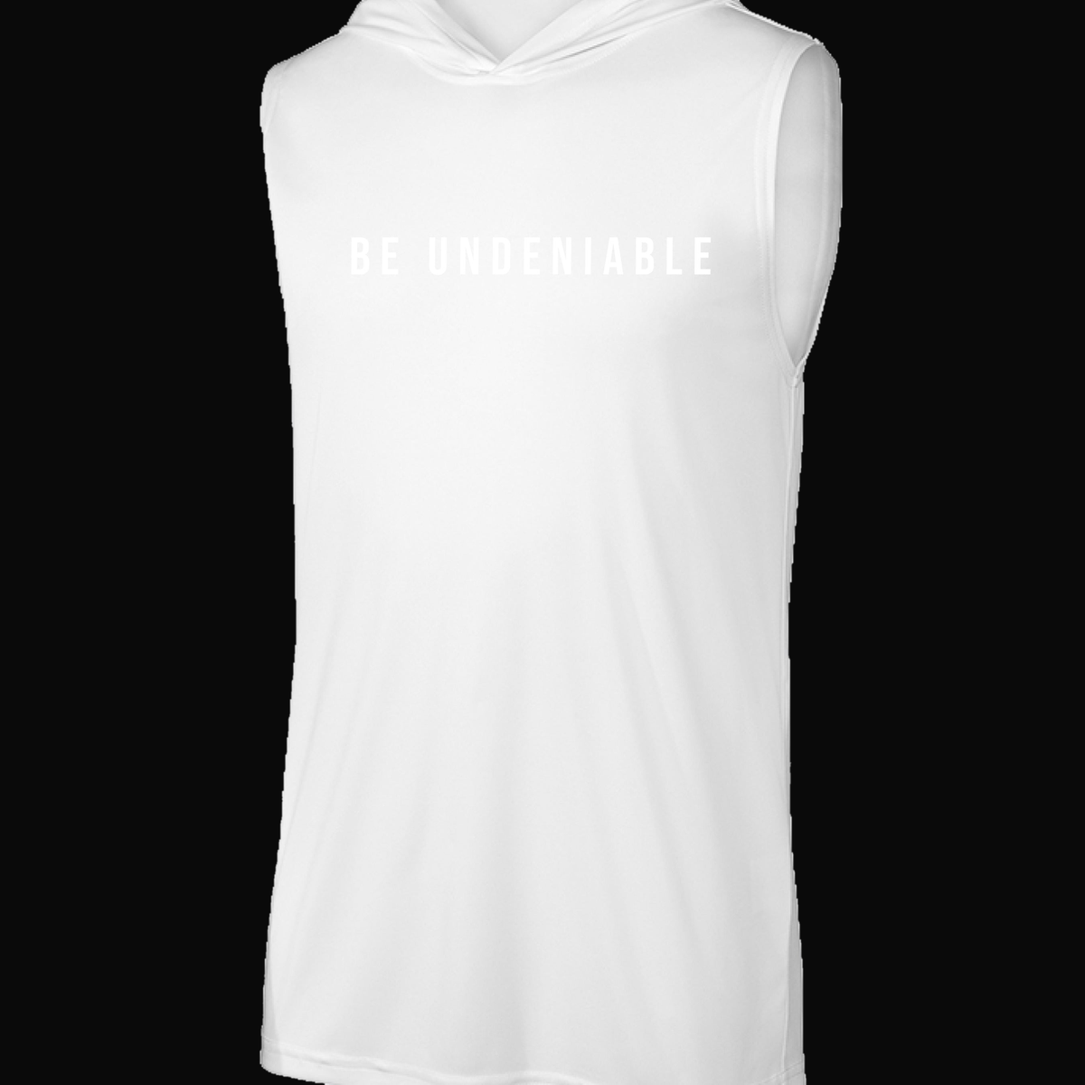 BU Sleeveless Hoodie on dark background
